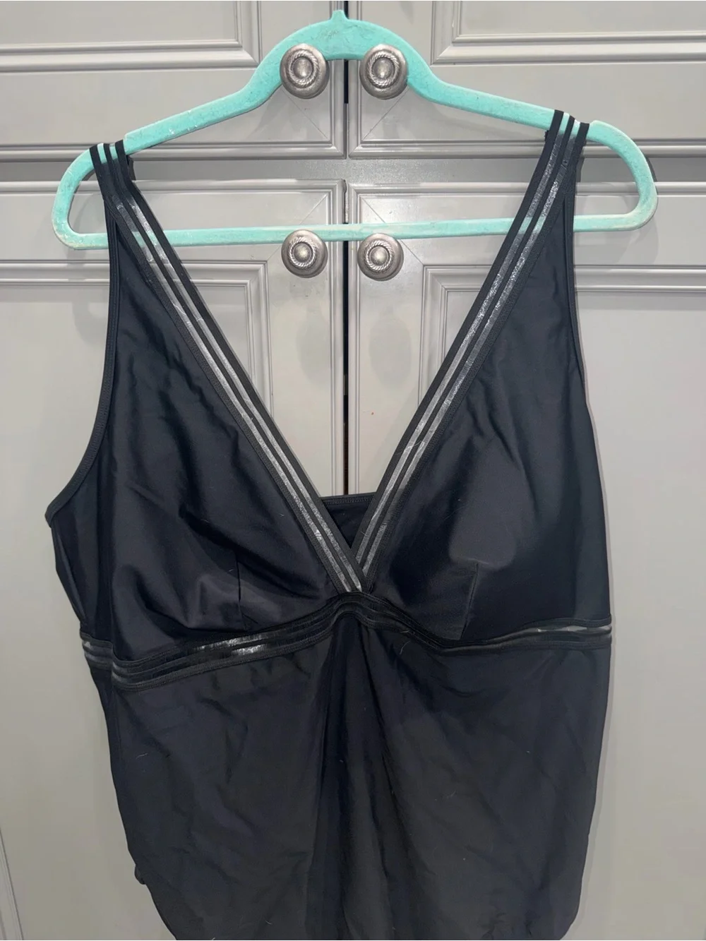 Torrid plus size Shadow Stripe Inset wireless one piece swimsuit black size 4X